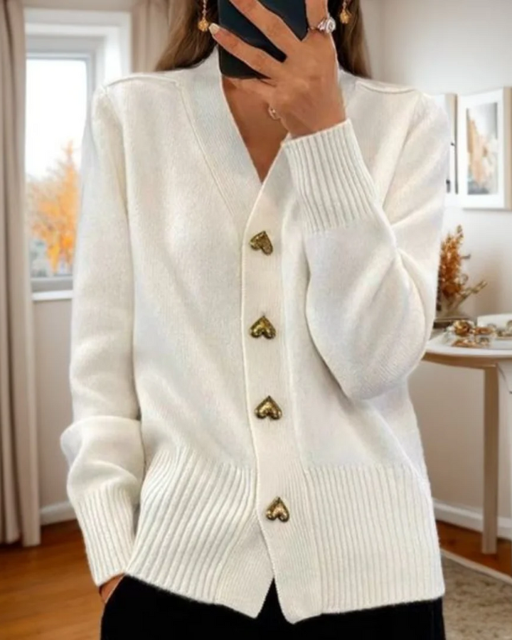Nova | Elegant Heart Button Cardigan