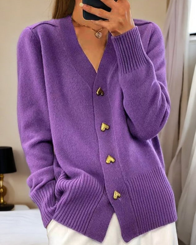 Nova | Elegant Heart Button Cardigan