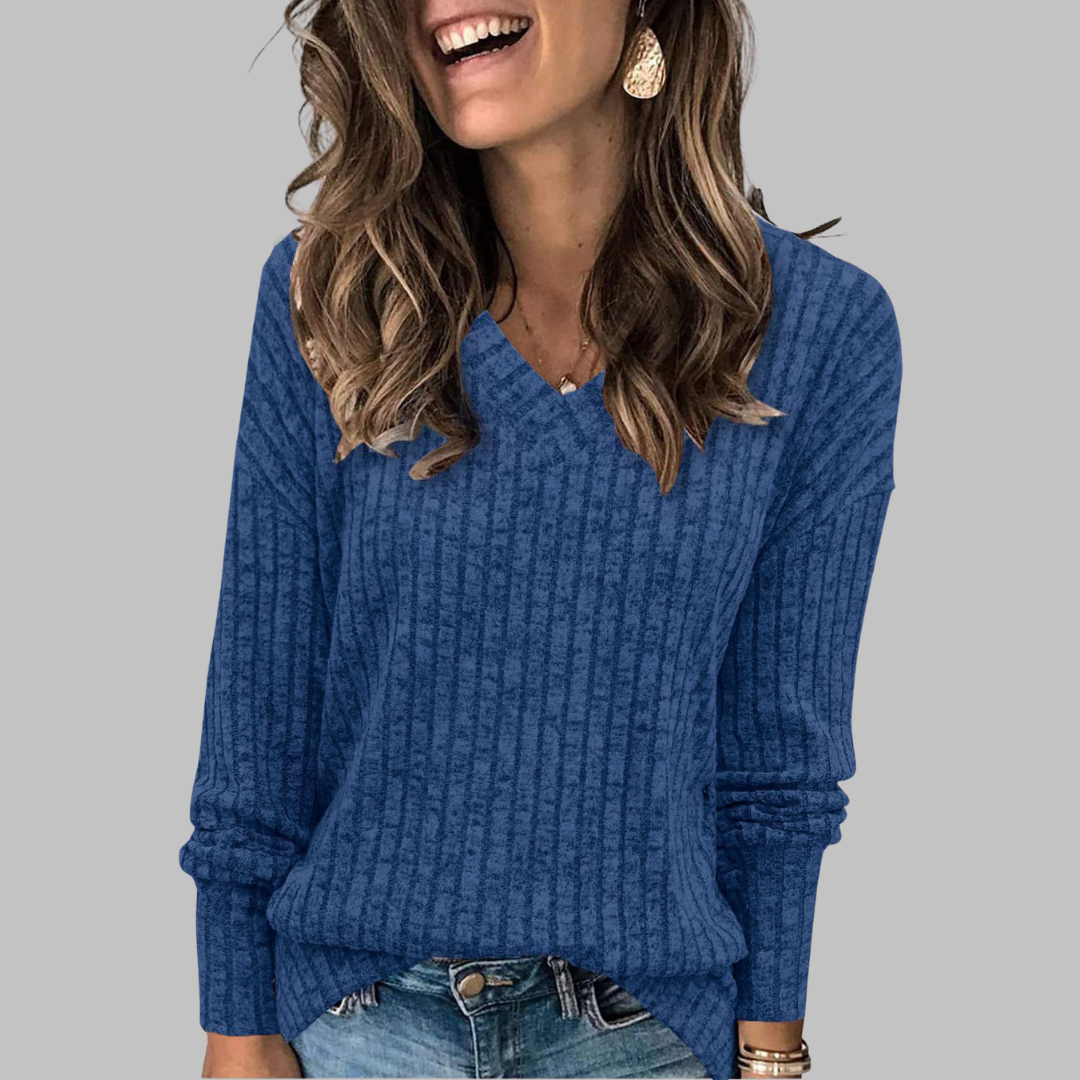Dewi | Comfy V-Neck Long Sleeve Top