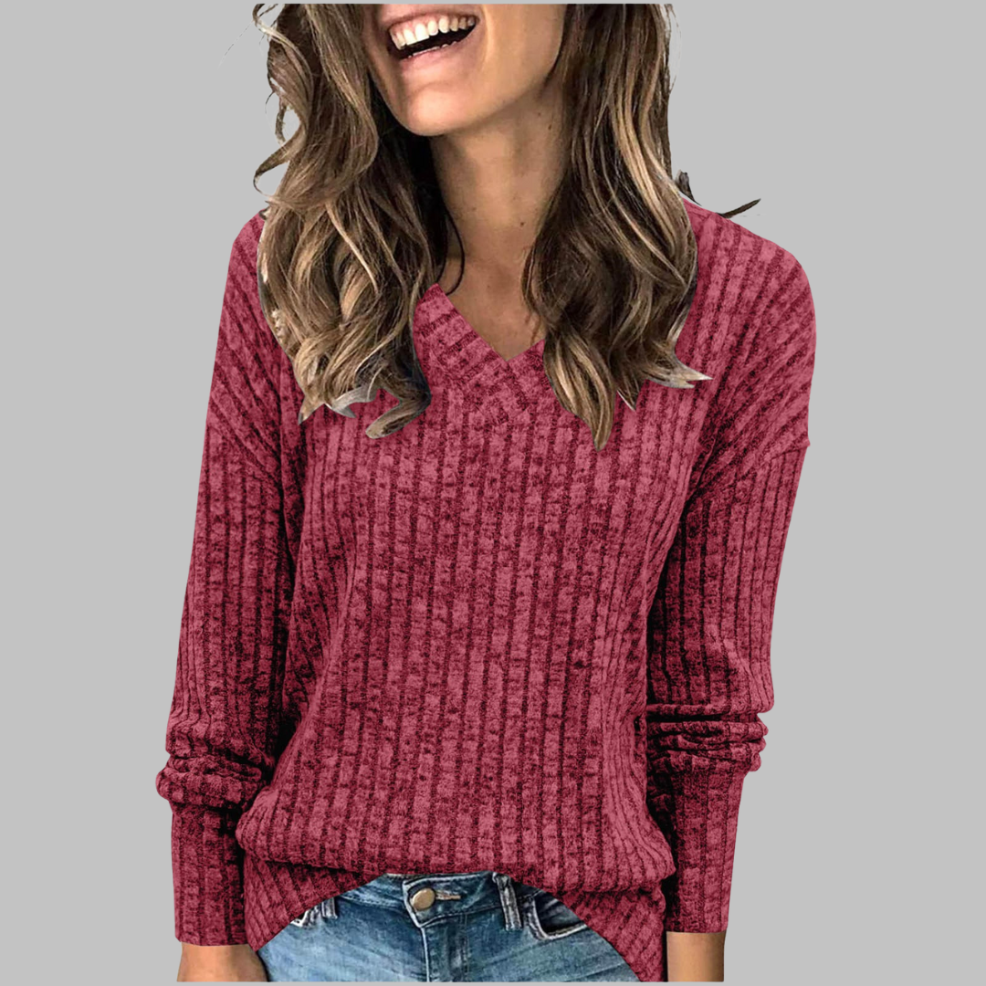 Dewi | Comfy V-Neck Long Sleeve Top