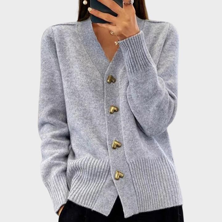 Nova | Elegant Heart Button Cardigan