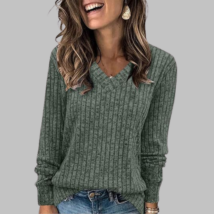 Dewi | Comfy V-Neck Long Sleeve Top