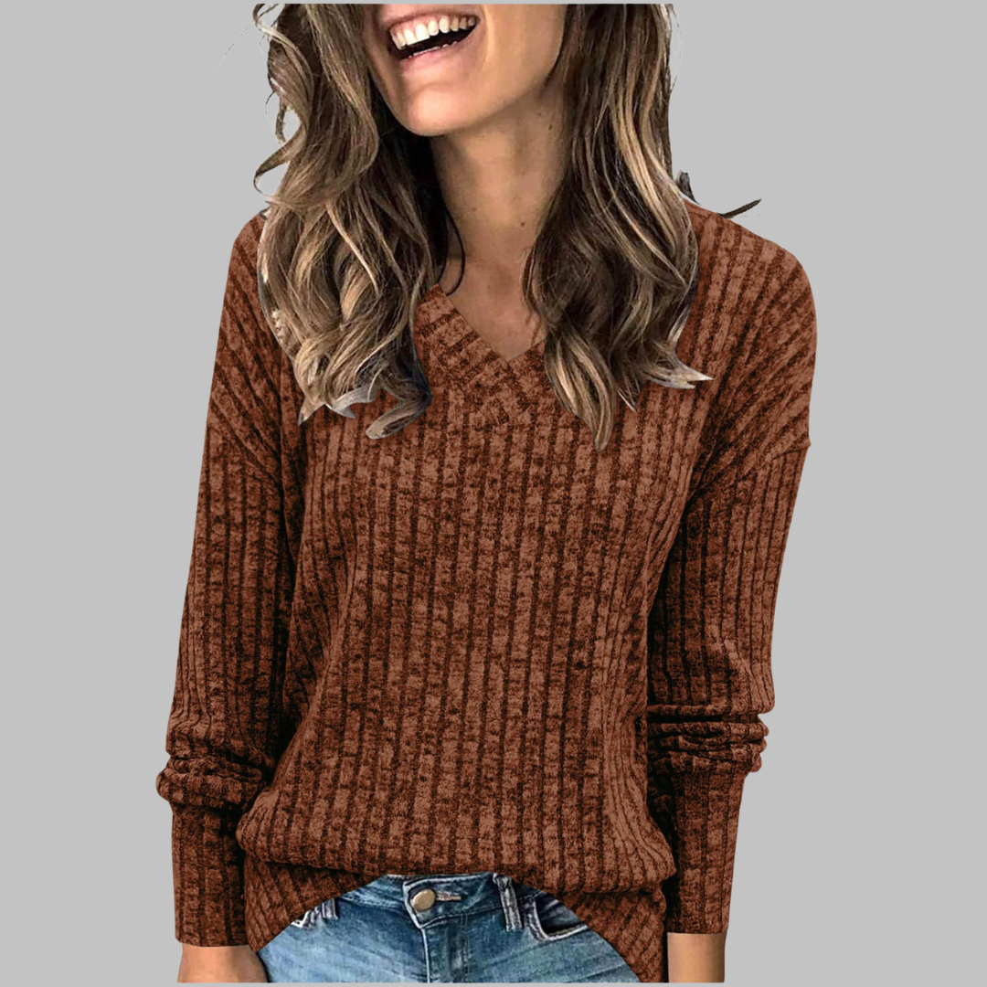 Dewi | Comfy V-Neck Long Sleeve Top