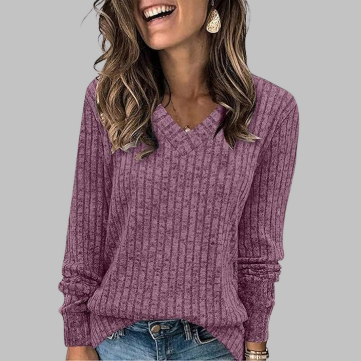 Dewi | Comfy V-Neck Long Sleeve Top