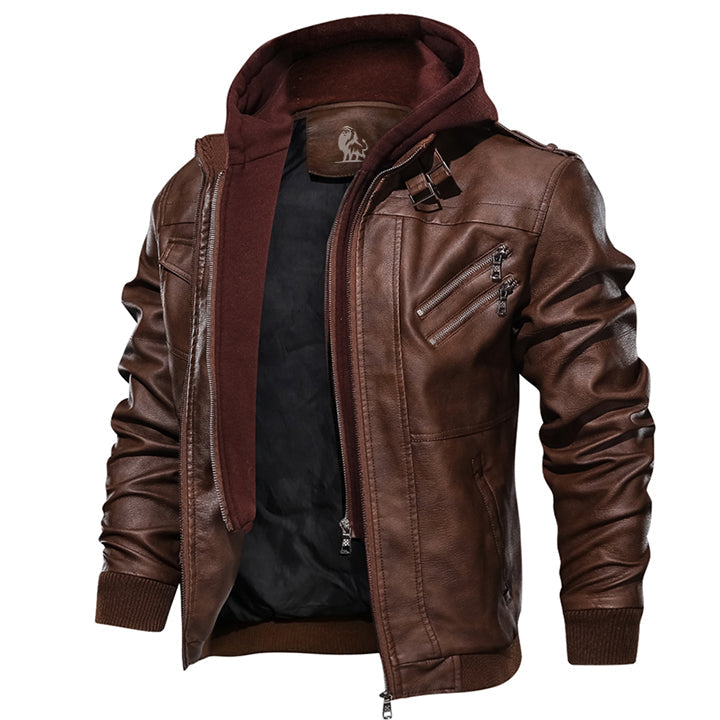 Ralph | Hooded Leather Bomber Jacket