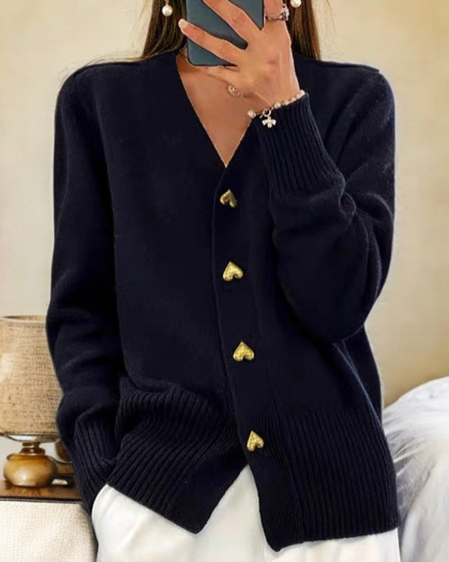 Nova | Elegant Heart Button Cardigan