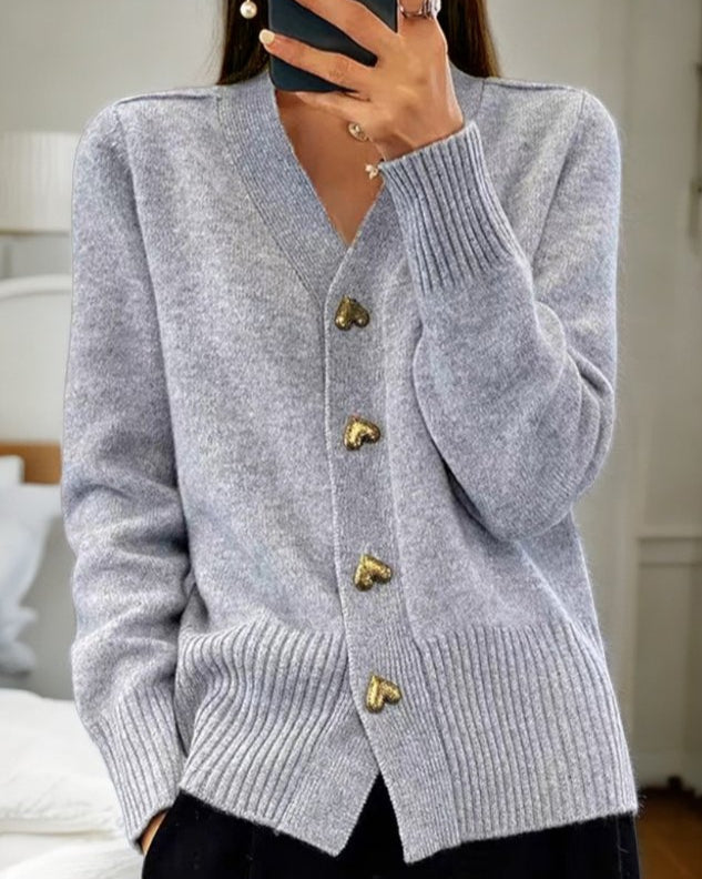 Nova | Elegant Heart Button Cardigan